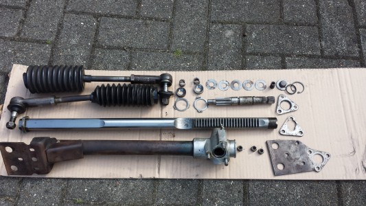 Disassembled steering assembly